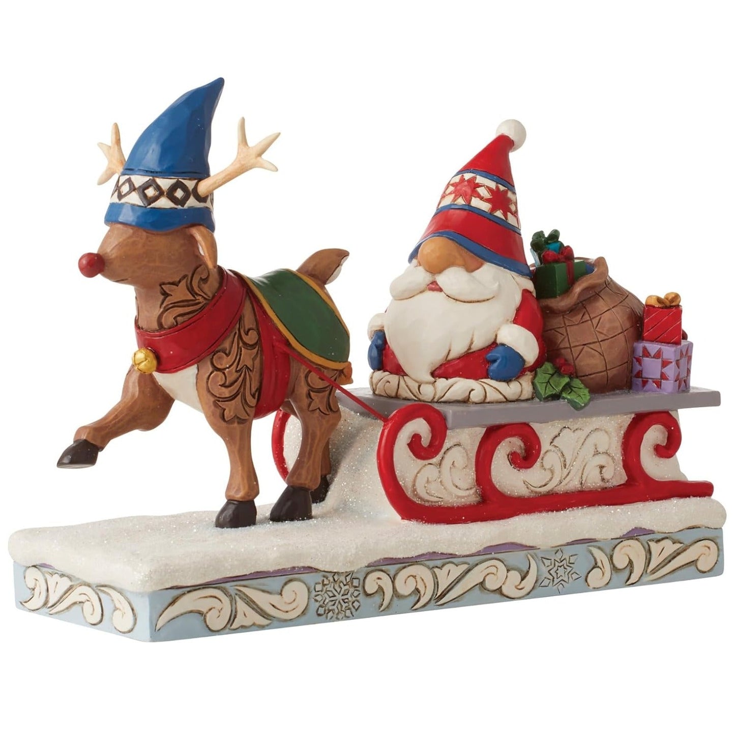 Jim Shore Heartwood Creek Four Seasons Reindeer Pulling Gnome Sled Figurine