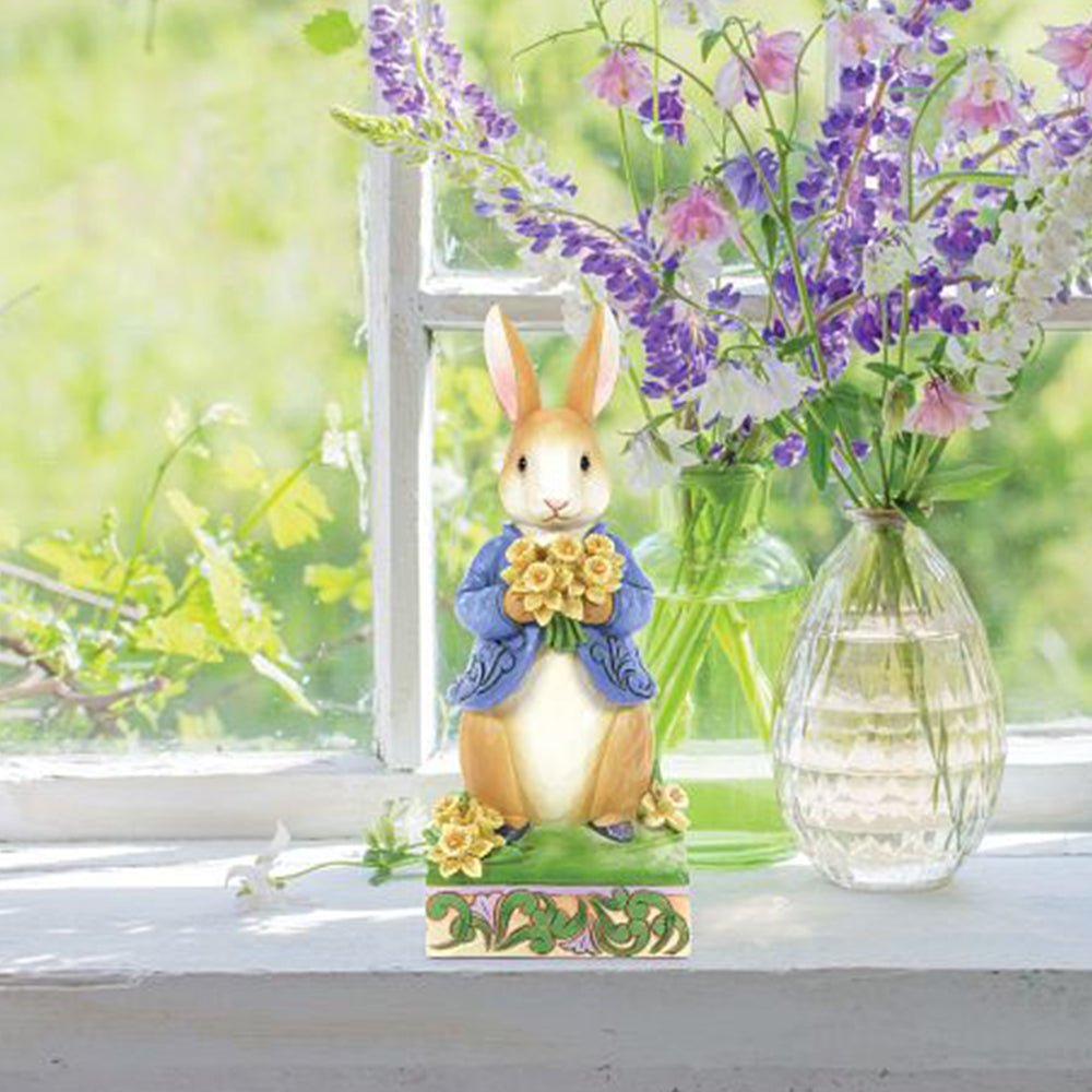 Jim Shore Heartwood Creek Peter Rabbit with Daffodils Figurine, 6.2"