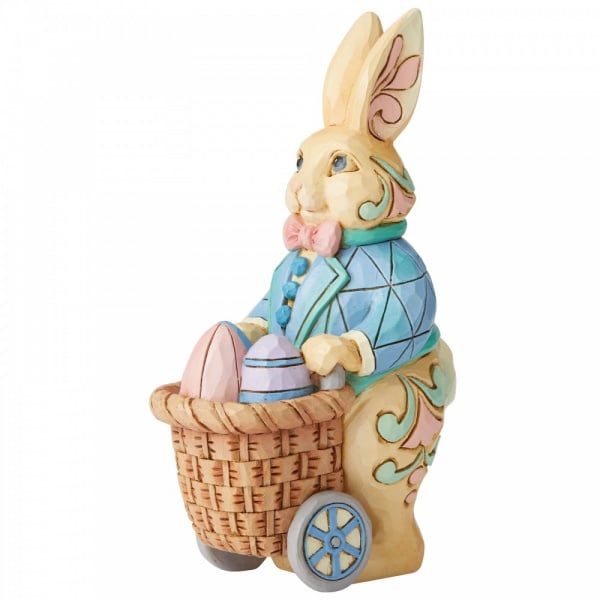 Jim Shore Heartwood Creek Pint Sized Bunny Pushing Cart Figurine, 5.9"