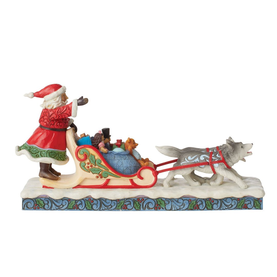 Jim Shore Heartwood Creek Santa Dog Sledding Figurine