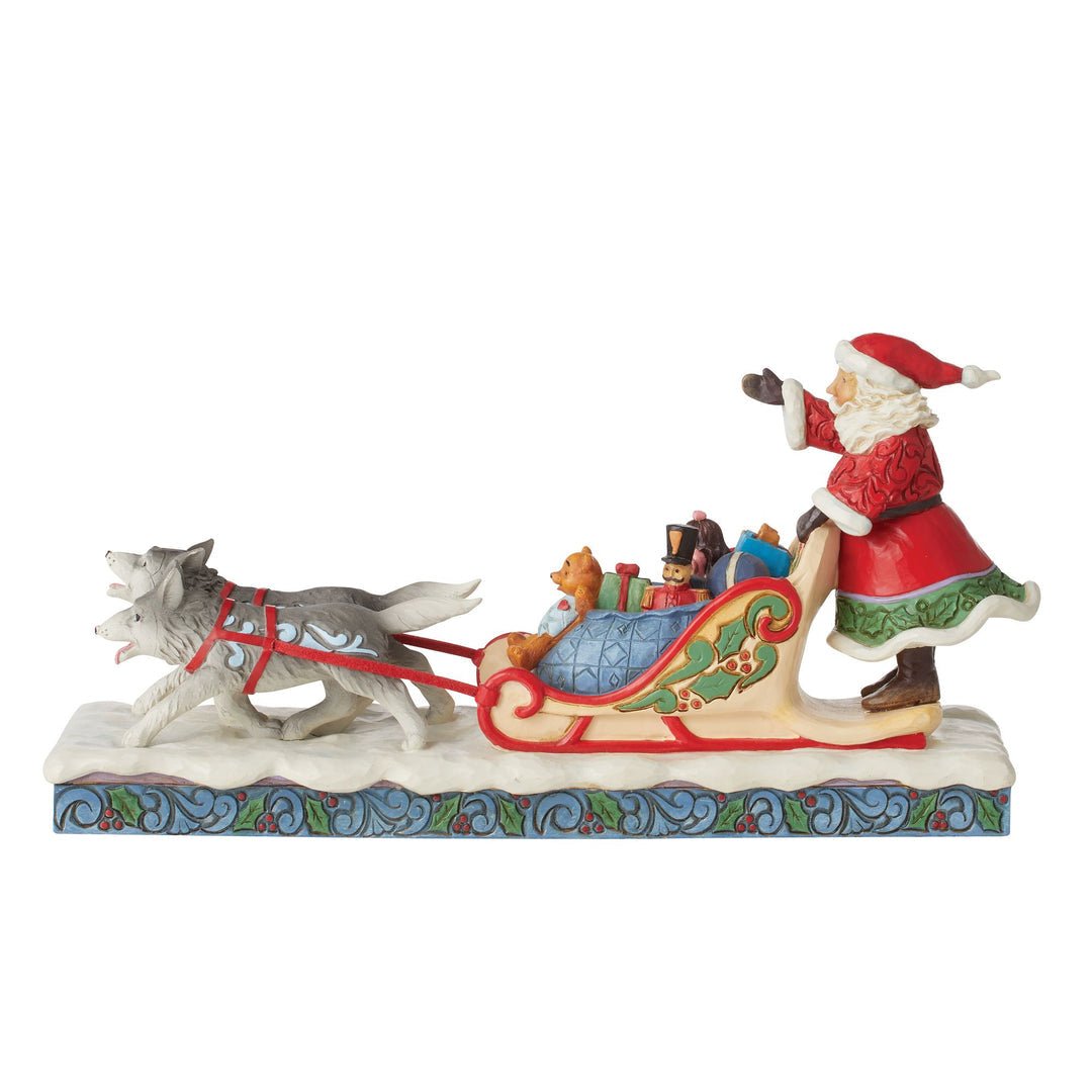 Jim Shore Heartwood Creek Santa Dog Sledding Figurine