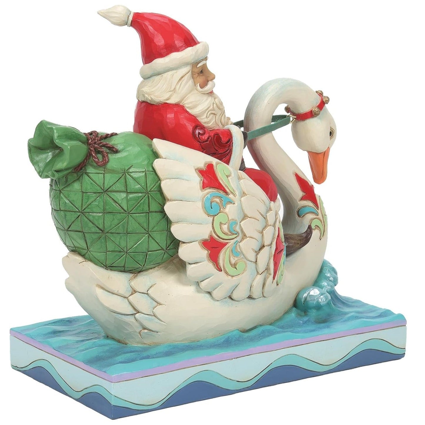 Jim Shore Heartwood Creek Santa Riding a Swan Figurine, 6.89 Inch