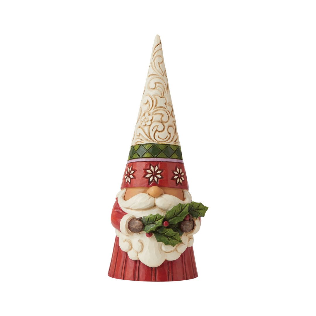 Jim Shore Heartwood Creek Tall Gnome Holding Holly Figurine, 10.83"