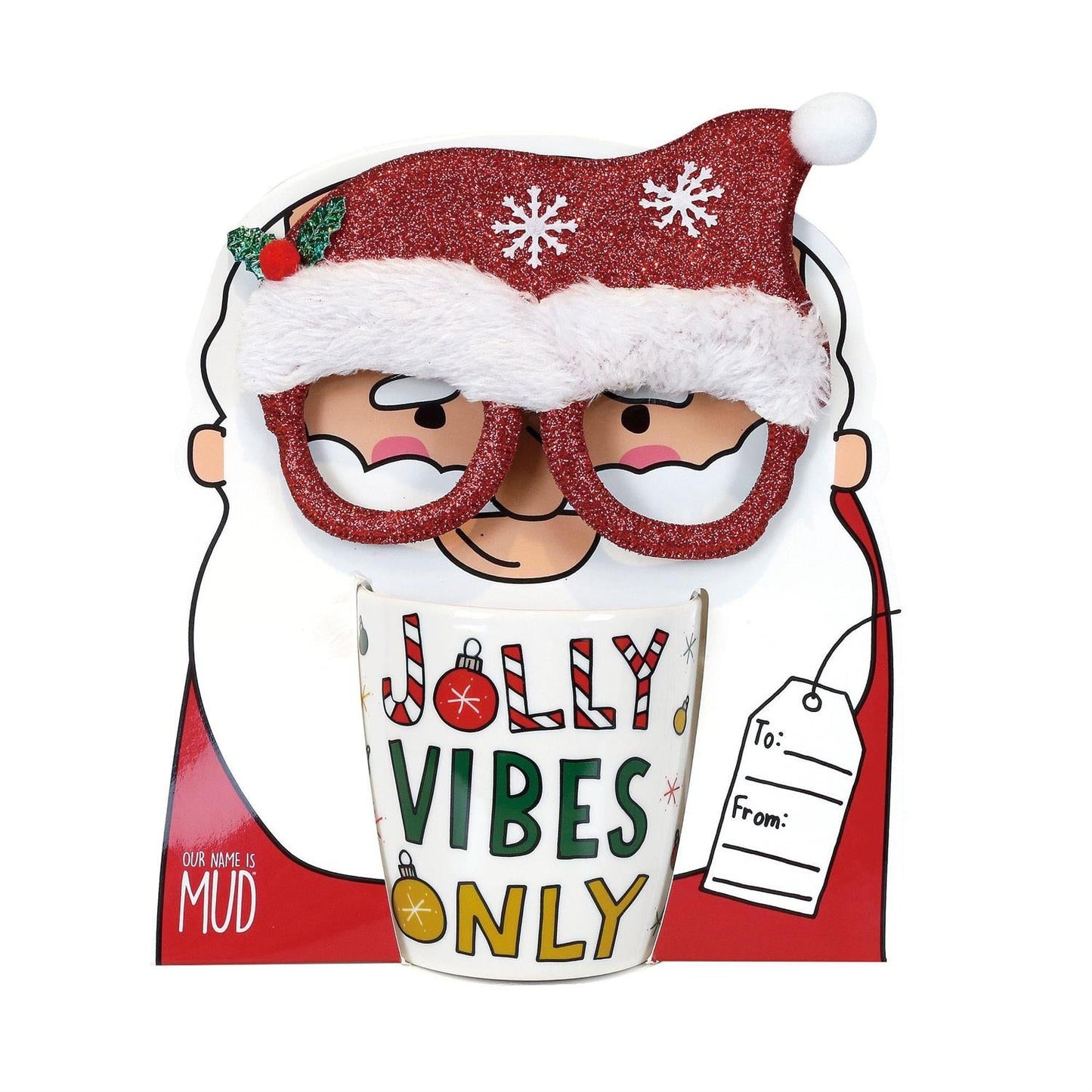 Jolly Santa Mug and Glasses Set, 12oz