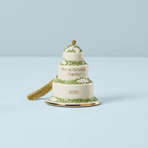 Lenox 2022 Our First Christmas Together Cake Ornament, 0.35, Ivory