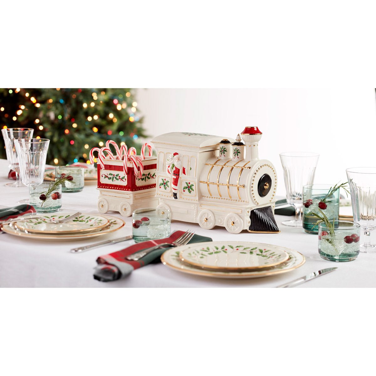 Lenox Holiday Figural Train Buffet Caddy 5 Piece Serving Set
