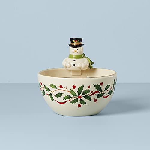 Lenox Holiday Snowman Bowl, 1.10, Red & Green