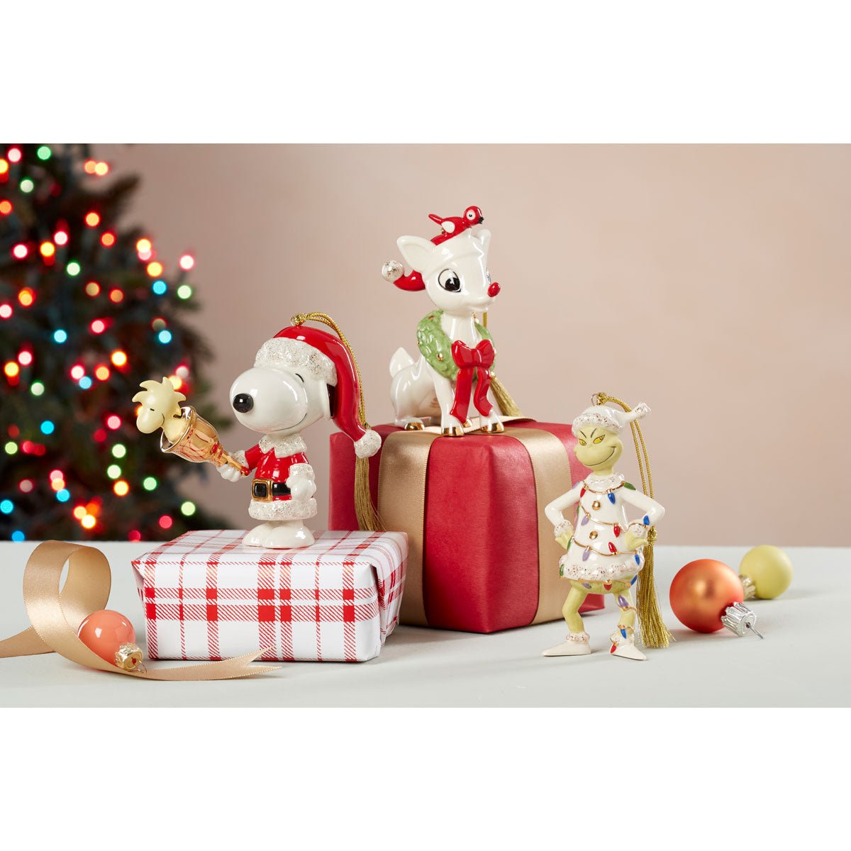 Lenox Rudolph and Cardinal Friend Ornament