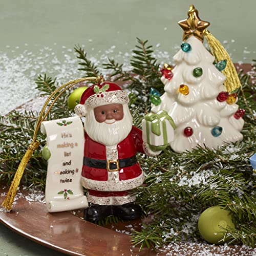 Lenox Santa with List Ornament, 0.80, Red