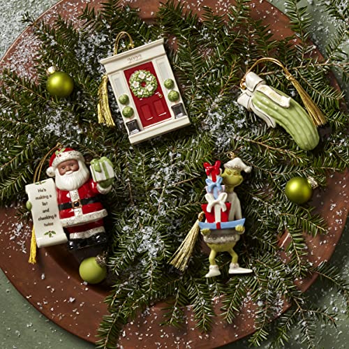 Lenox Santa with List Ornament, 0.80, Red