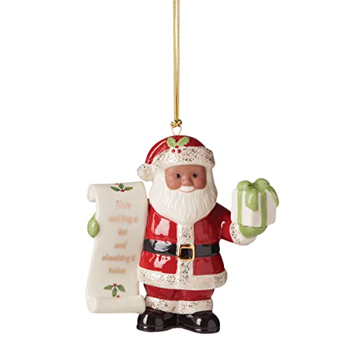 Lenox Santa with List Ornament, 0.80, Red