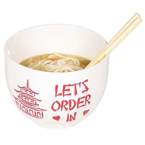 Let's Order in Ramen Bowl and Chopsticks Set, 5.25"