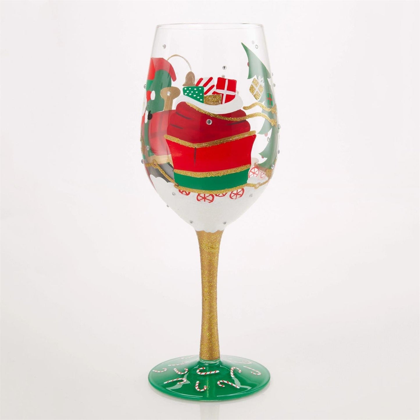 Lolita Wine Glass Santa's Chuggin' Along