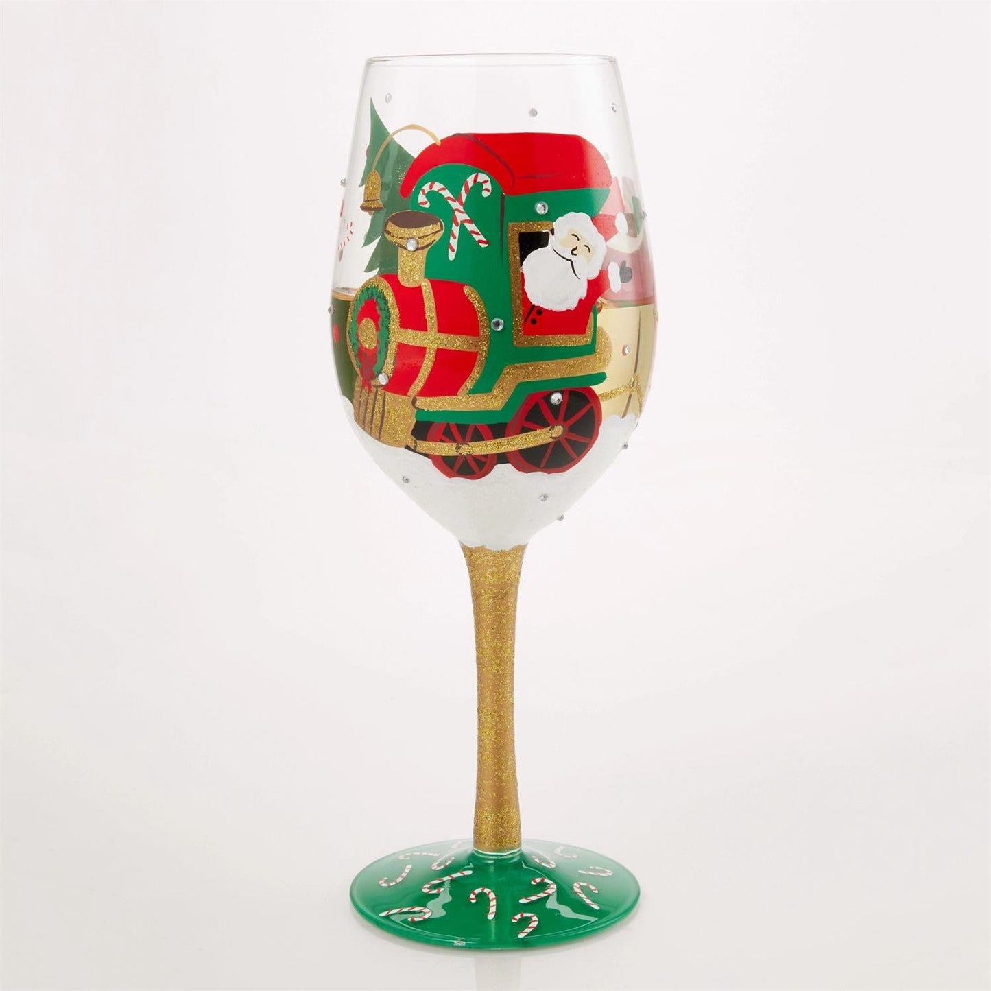 Lolita Wine Glass Santa's Chuggin' Along