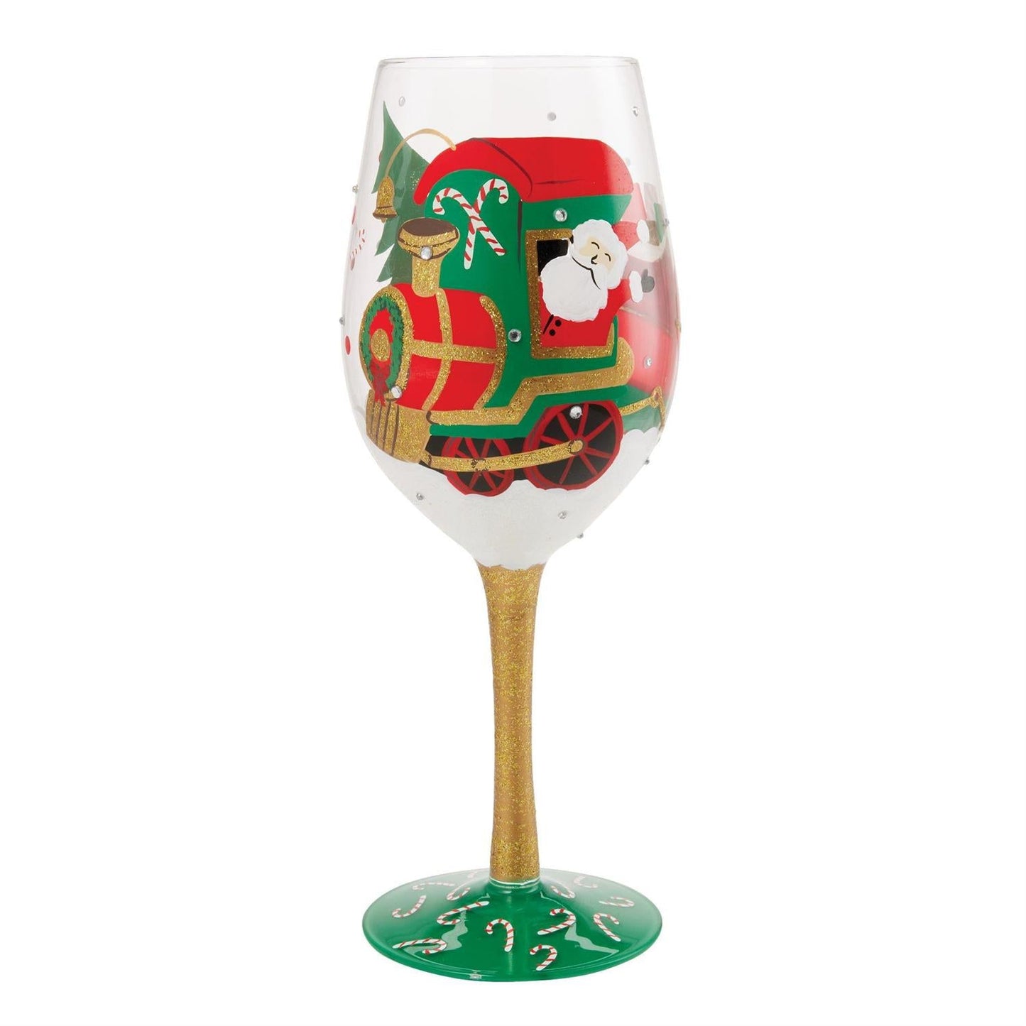 Lolita Wine Glass Santa's Chuggin' Along