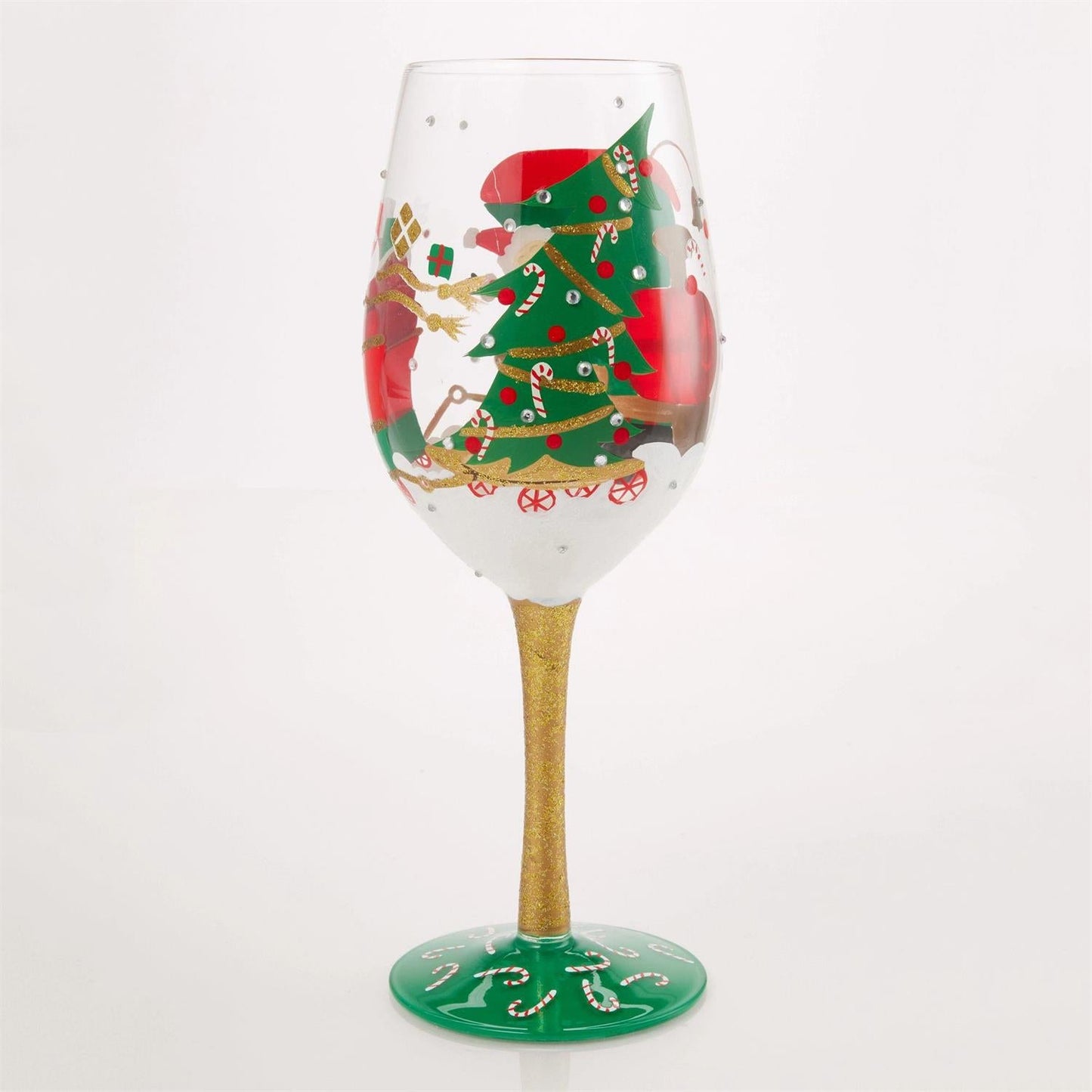 Lolita Wine Glass Santa's Chuggin' Along