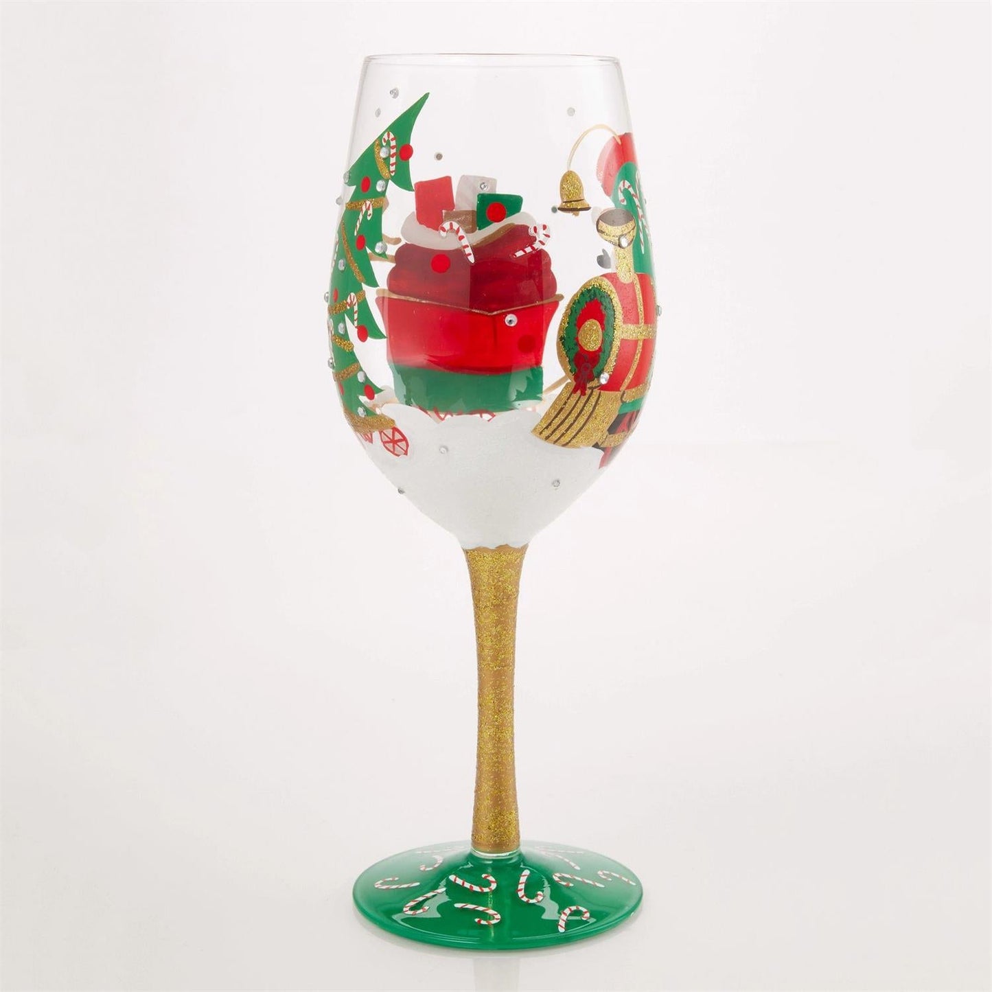 Lolita Wine Glass Santa's Chuggin' Along