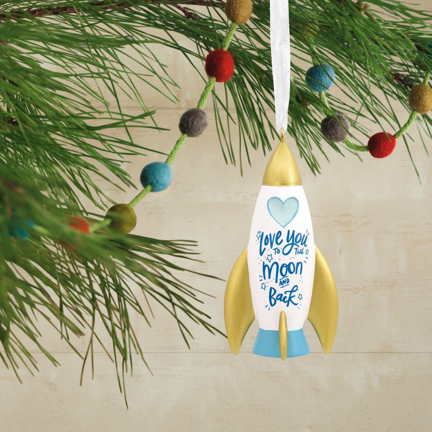 Love You to the Moon and Back Rocket Ship Tree Trimmer Ornament