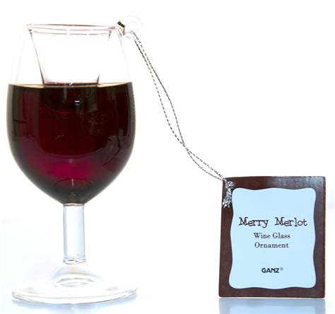 Merry Merlot Wine Glass Hanging Christmas Tree Ornament