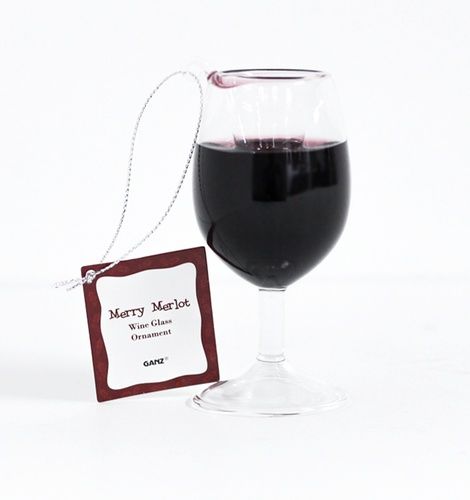 Merry Merlot Wine Glass Hanging Christmas Tree Ornament