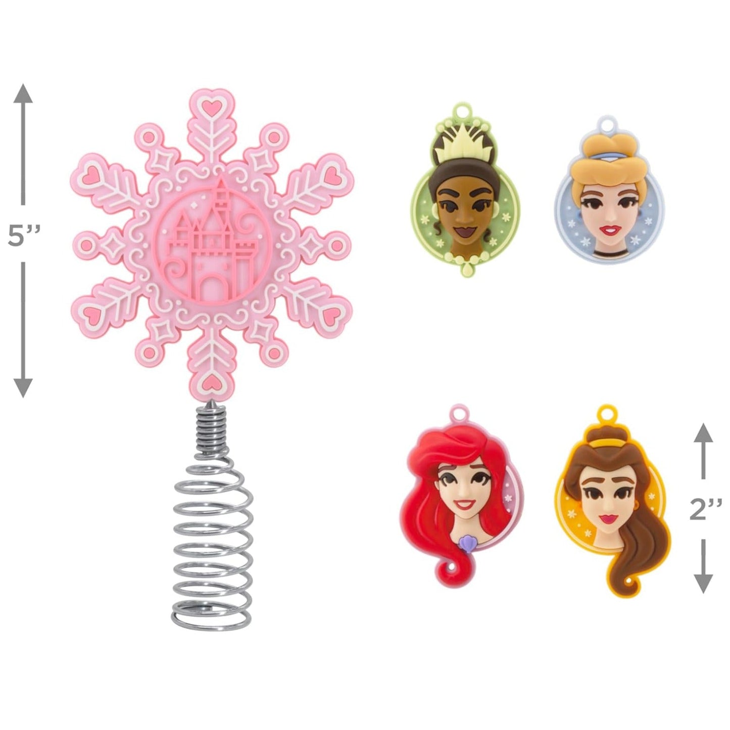 Mini Disney Princess Hallmark Tree Topper and Ornaments, Set of 5