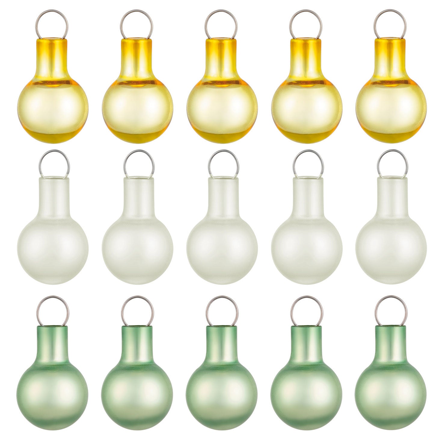 Mini Festive Gold, White and Green Glass 2024 Keepsake Ornaments, Set of 15