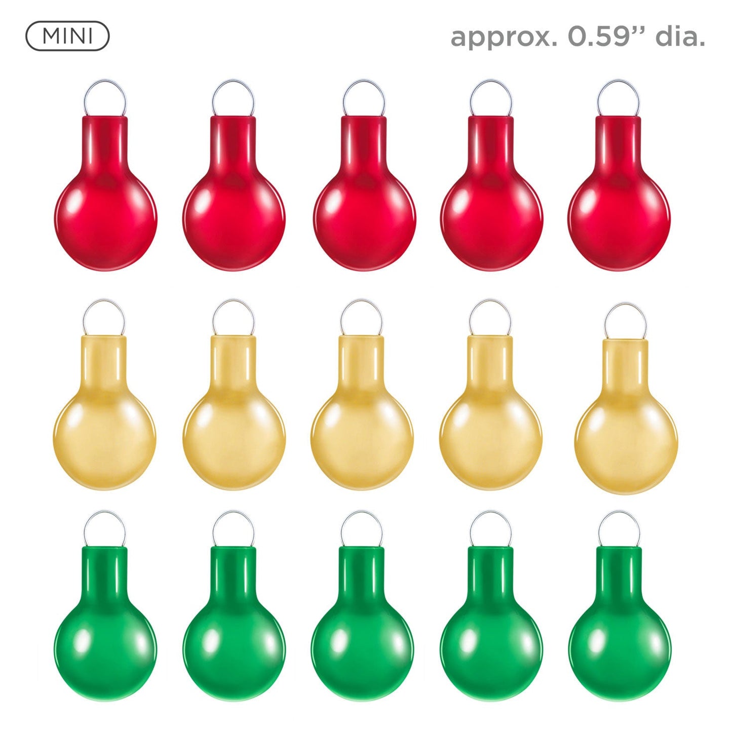 Mini Festive Red, Gold and Green Glass, 2023 Keepsake Ornaments, Set of 15