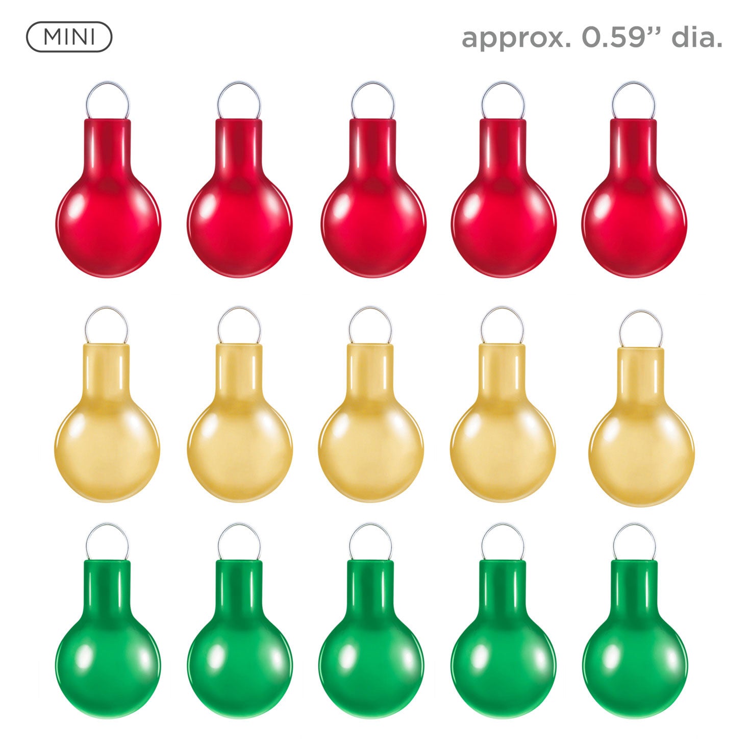 Mini Festive Red, Gold and Green Glass, 2023 Keepsake Ornaments, Set of 15
