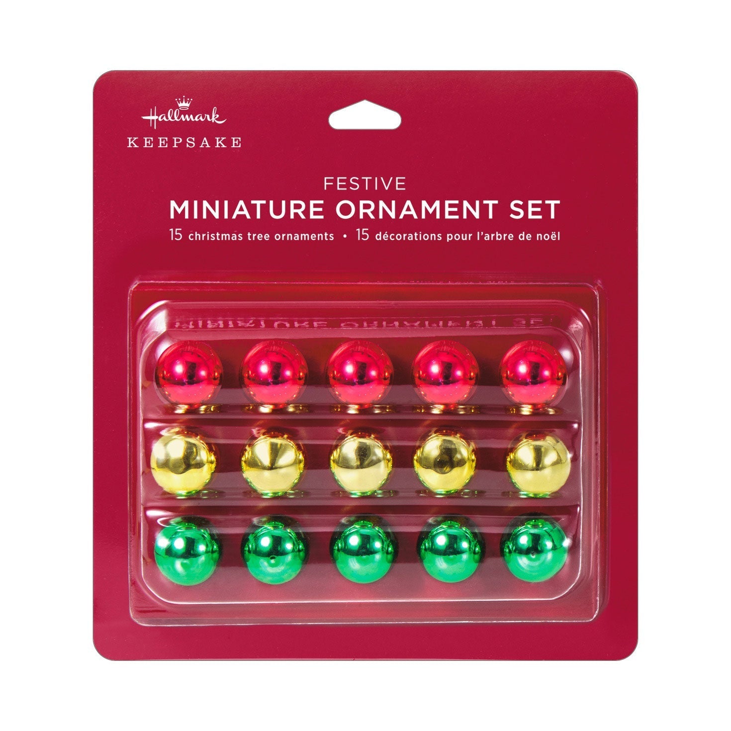 Mini Festive Red, Gold and Green Glass, 2023 Keepsake Ornaments, Set of 15