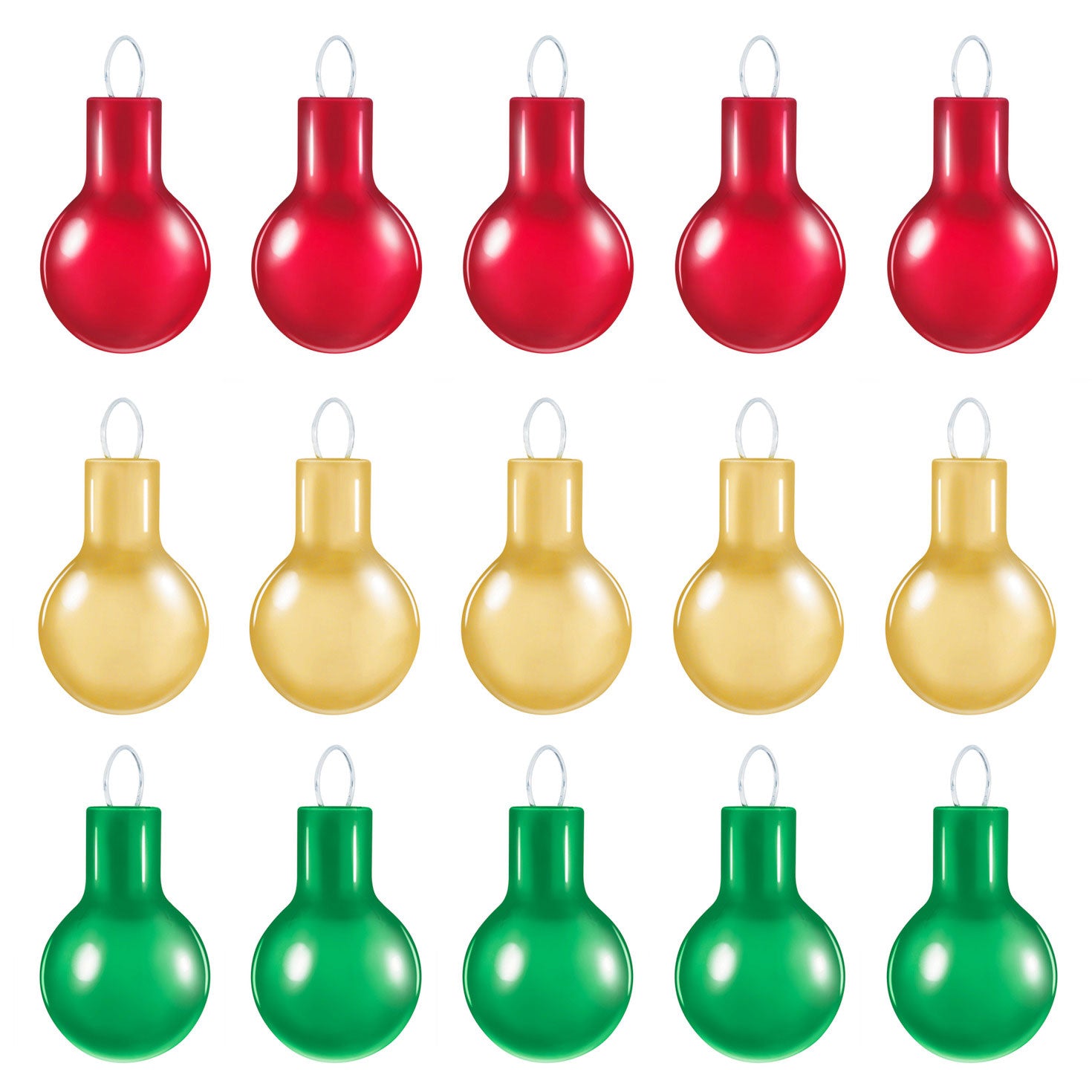 Mini Festive Red, Gold and Green Glass, 2023 Keepsake Ornaments, Set of 15