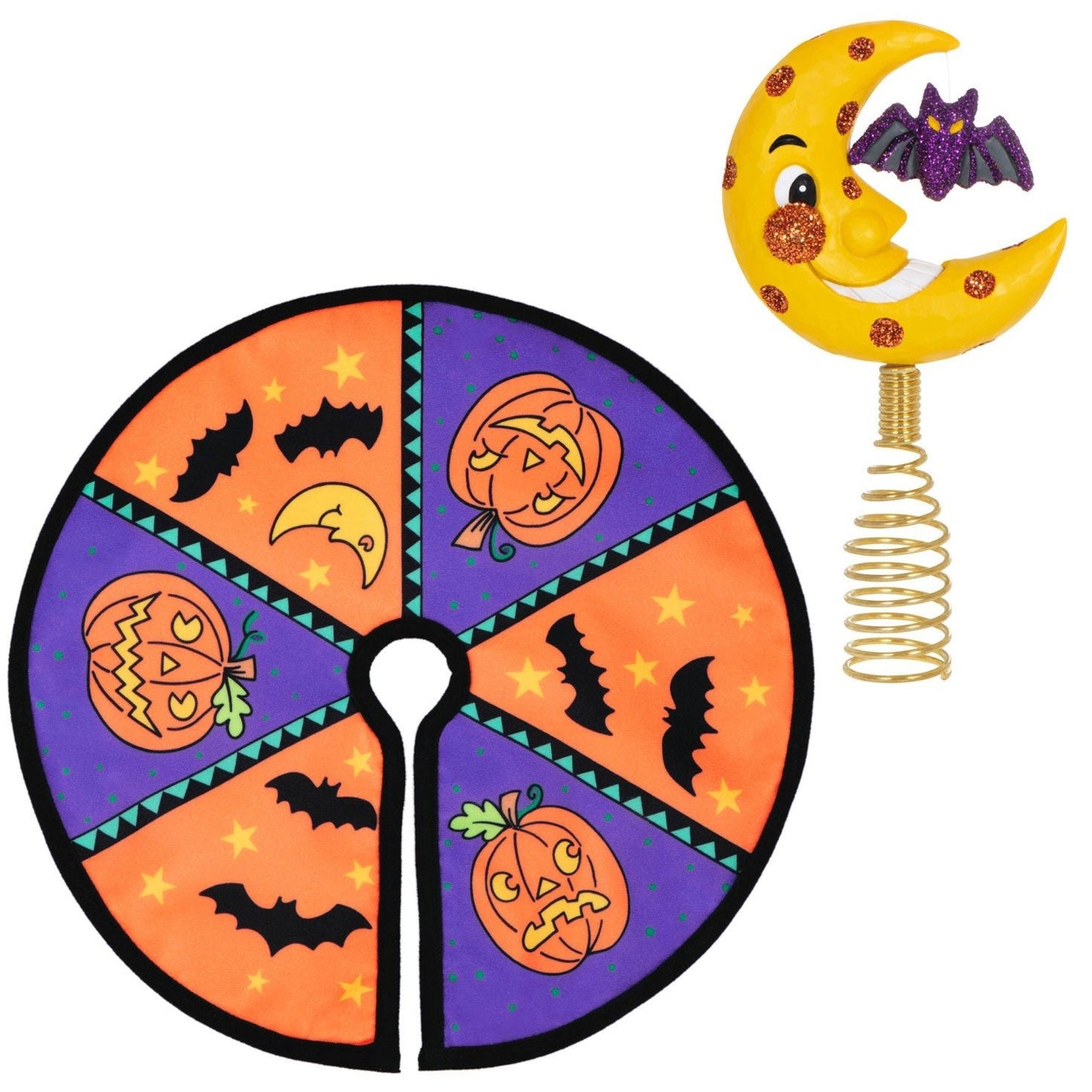 Mini Halloween Tree Topper and Tree Skirt, Set of 2