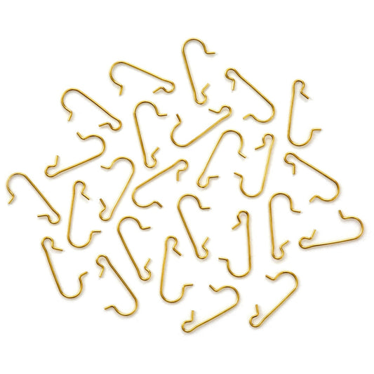 Miniature Brass Ornament Hooks, Set of 25