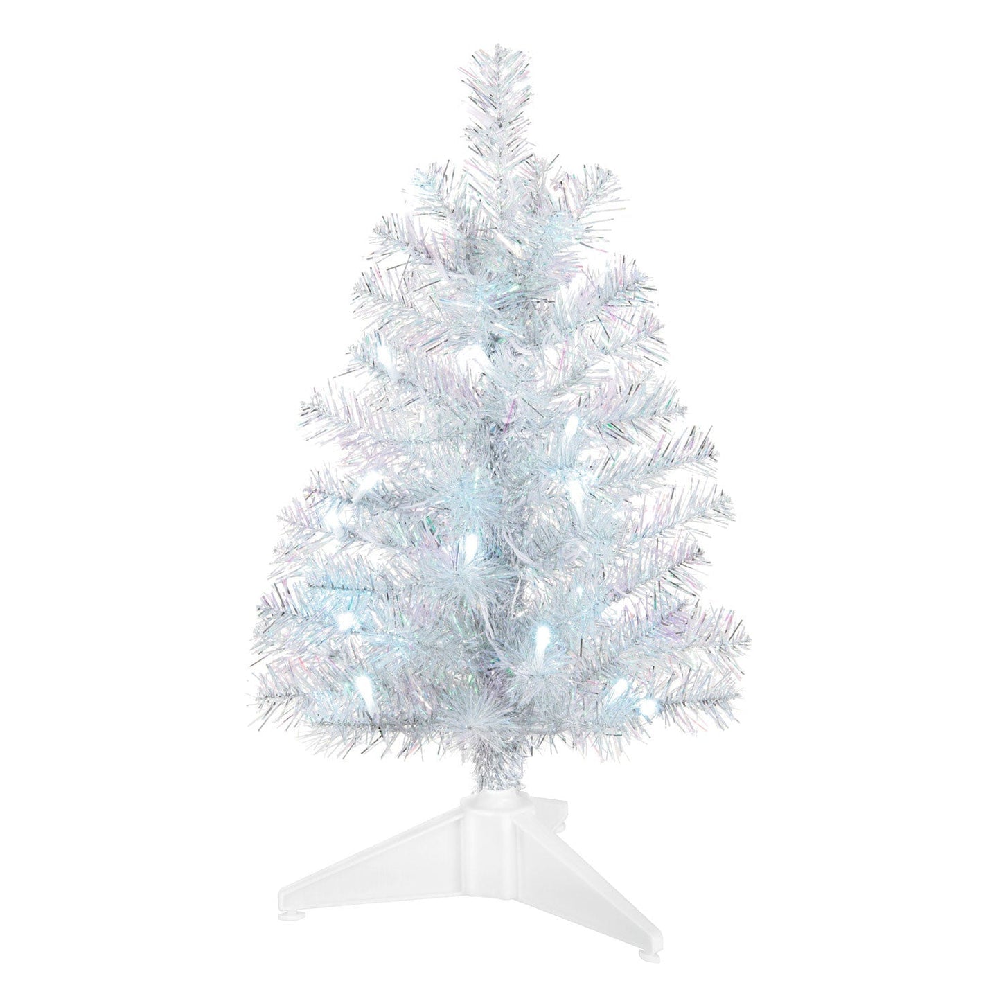 Miniature Silver and White Pre-Lit Christmas Tree, 18.75"