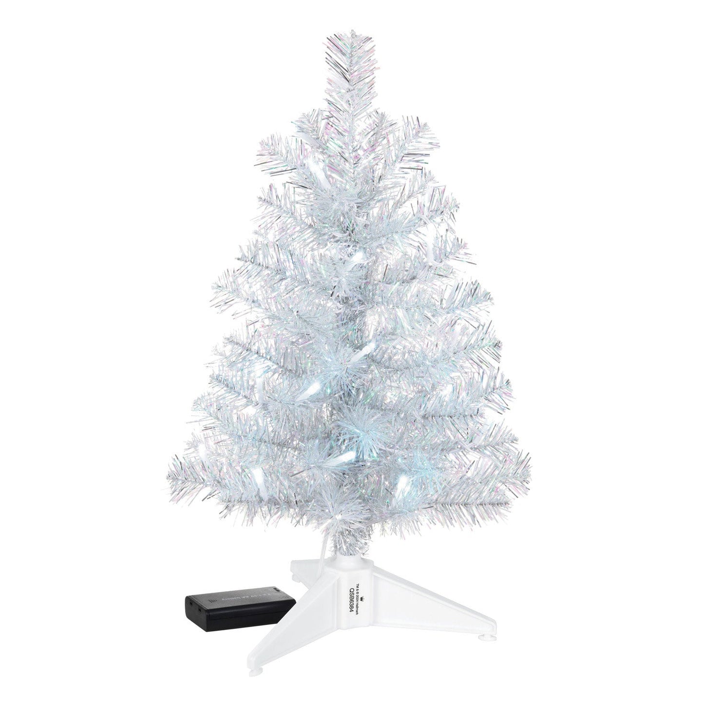 Miniature Silver and White Pre - Lit Christmas Tree, 18.75"