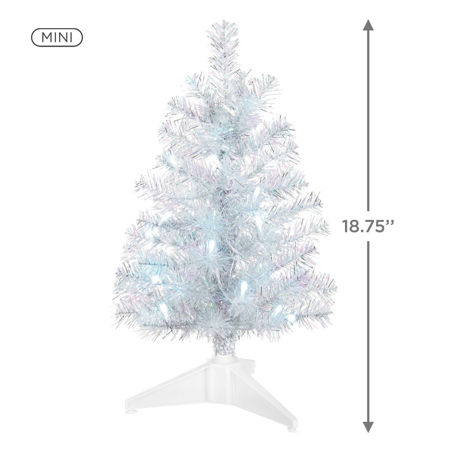 Miniature Silver and White Pre - Lit Christmas Tree, 18.75"