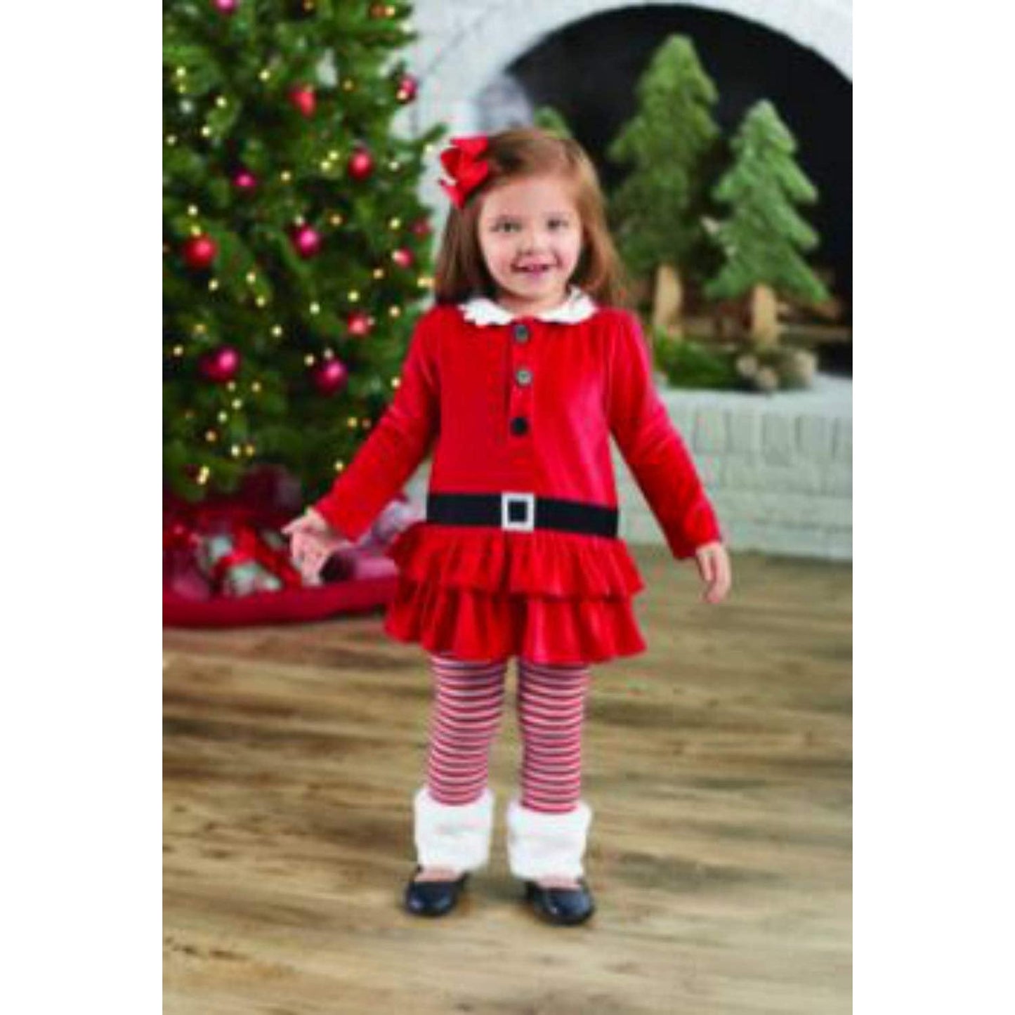 MUD PIE GIRLS SANTA TUNIC AND LEGGINGS SET