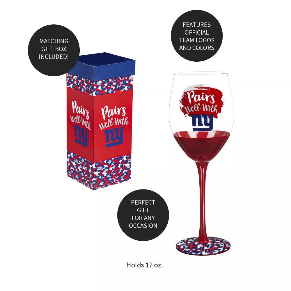 New York Giants Boxed Wine Glass, 17oz