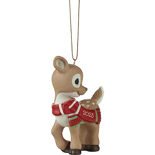 Oh Deer Christmas is Here! 2023 Dated Animal Bisque Porcelain Ornament