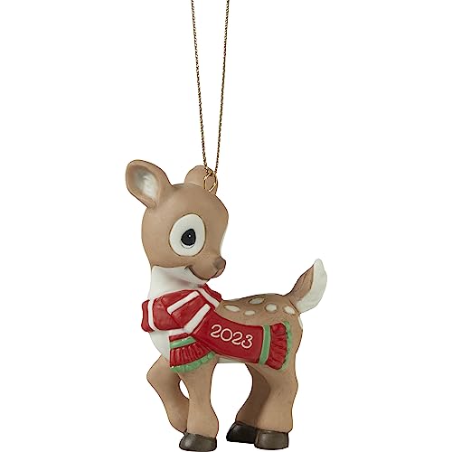 Oh Deer Christmas is Here! 2023 Dated Animal Bisque Porcelain Ornament
