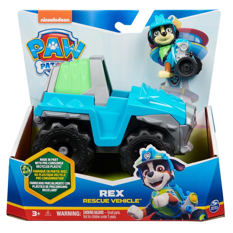 PAW Patrol Rex Figurine with Dinosaur Rescue Vehicle