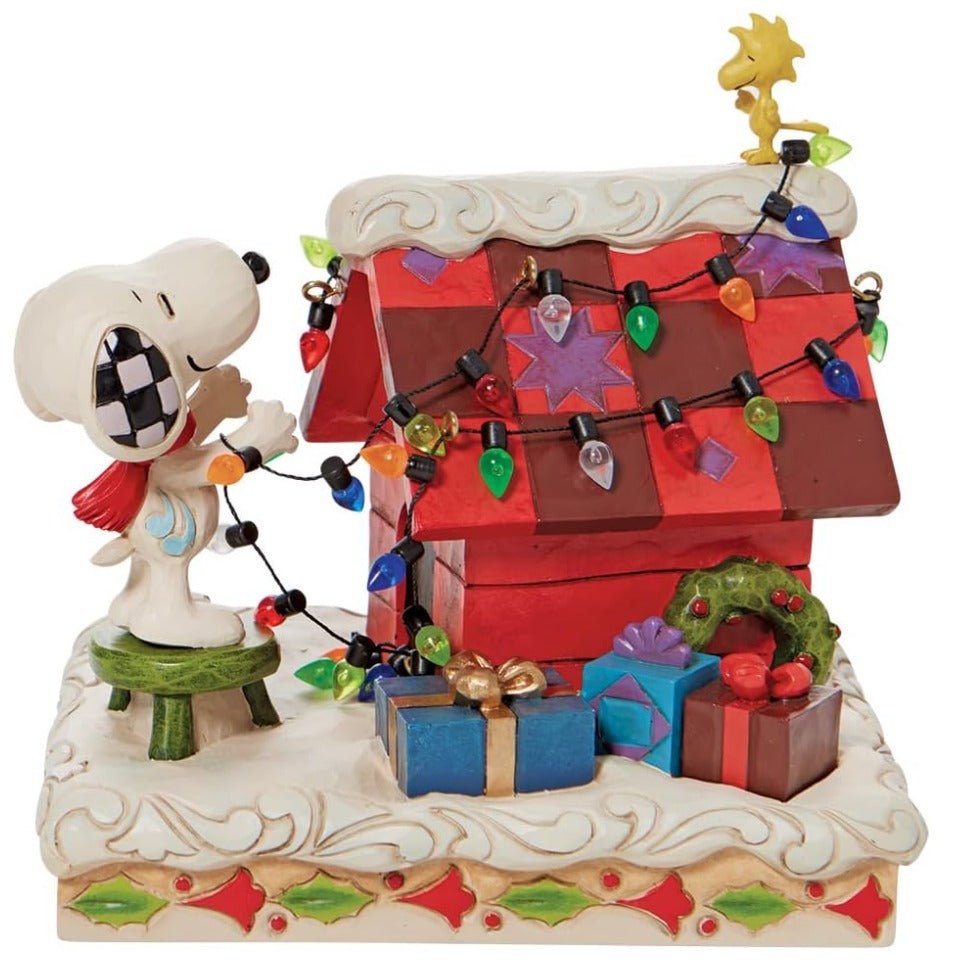Peanuts by Jim Shore Snoopy and Woodstock Decorating The Dog House Figurine