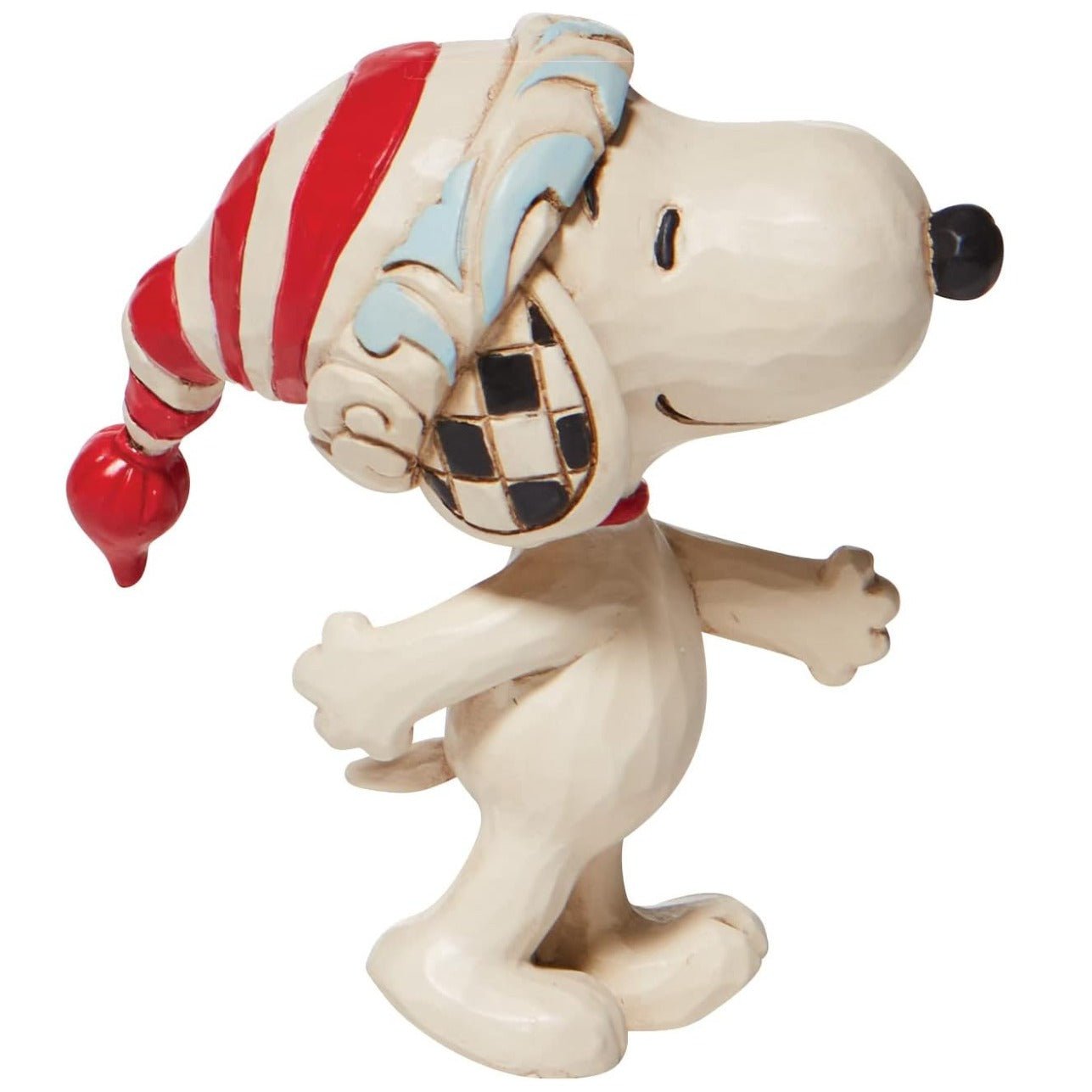 Peanuts by Jim Shore Snoopy with a Christmas Cap Miniature Figurine, 3"