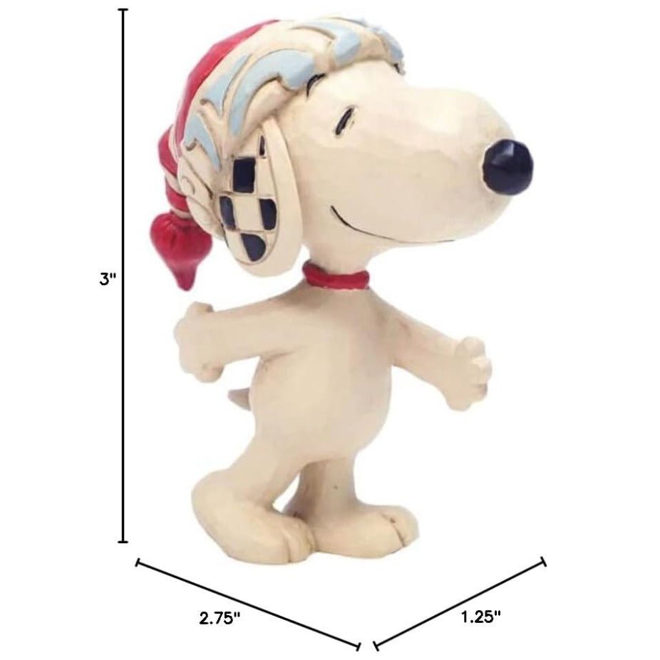 Peanuts by Jim Shore Snoopy with a Christmas Cap Miniature Figurine, 3"