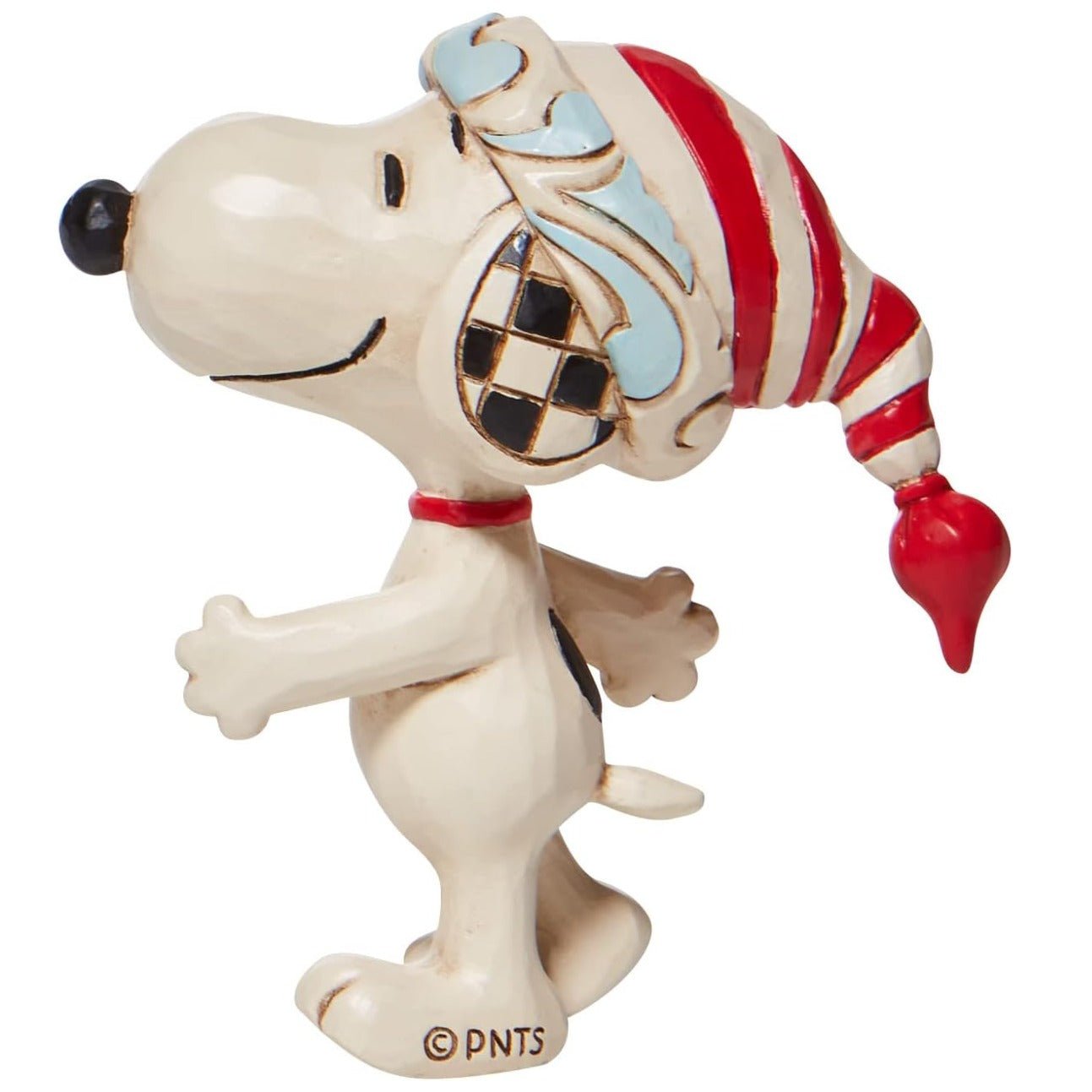 Peanuts by Jim Shore Snoopy with a Christmas Cap Miniature Figurine, 3"