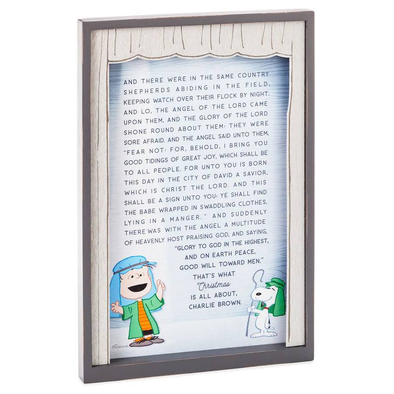 Peanuts Linus Nativity Speech Framed Wood Quote Sign, 10"x14.75