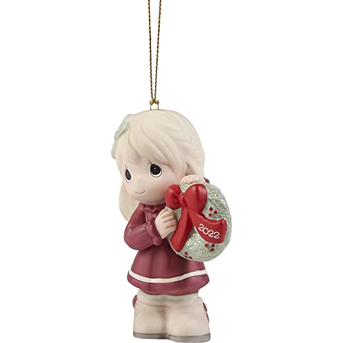 Precious Moments 221002 May Your Christmas Wishes Come True 2022 Dated Girl Bisque Porcelain Ornament