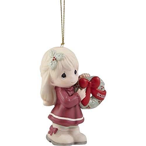 Precious Moments 221002 May Your Christmas Wishes Come True 2022 Dated Girl Bisque Porcelain Ornament