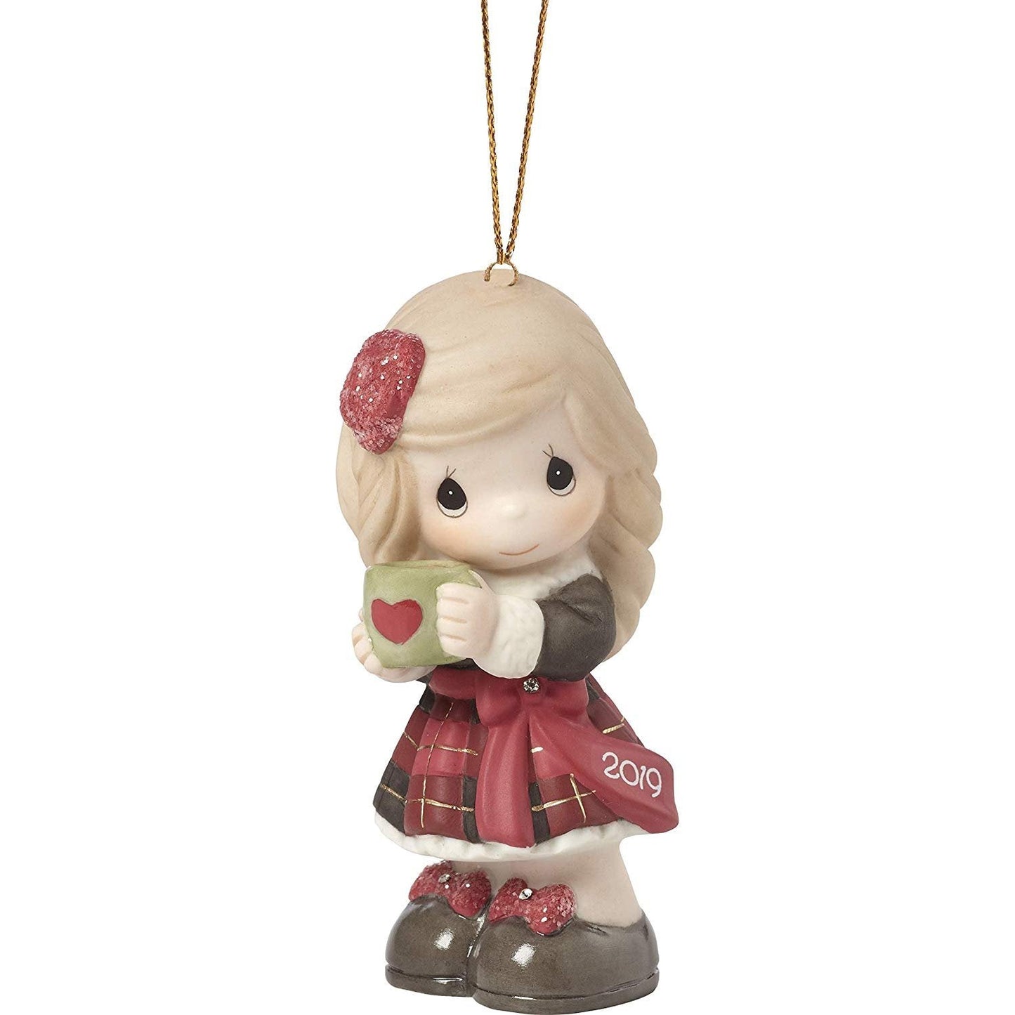 Precious Moments Heart Warming Christmas 2019 Dated Bisque Porcelain 191002 Ornament, One Size, Multi