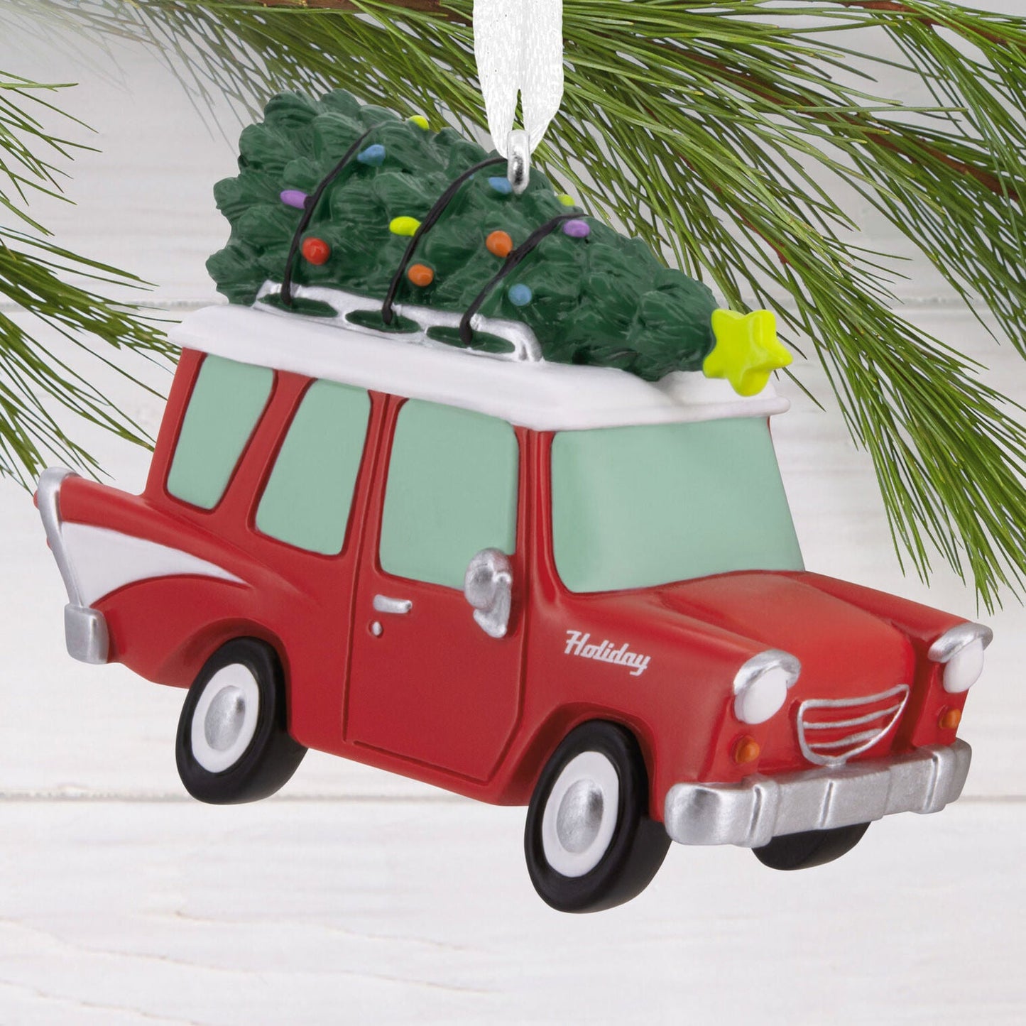 Red Car With Tree Hallmark Ornament