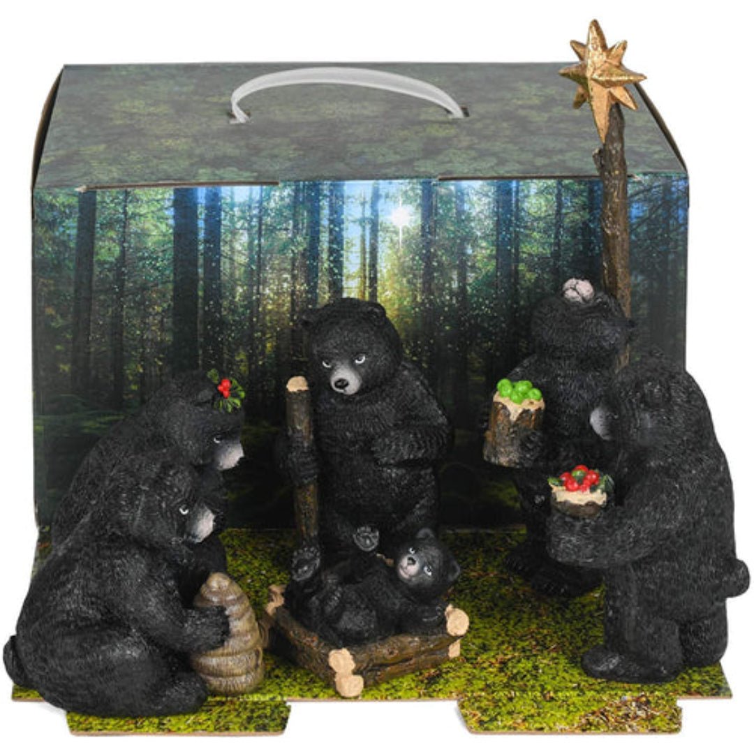 Roman Holidays Black Bear Nativity Pageant Figurine 6 Piece Set